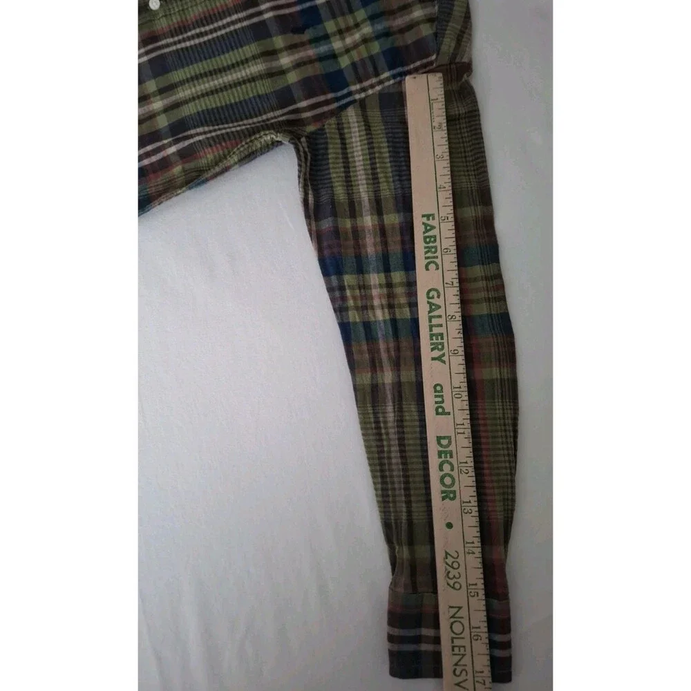 Vtg Ralph Lauren Madras Plaid Button Down Shirt Boys LS Fall Preppy EUC